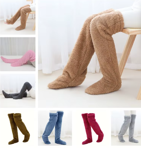 Chaussettes Hautes Fluffy Teddy – Ultra Douces et Confort Cocooning pour des Jambes protégées du froid