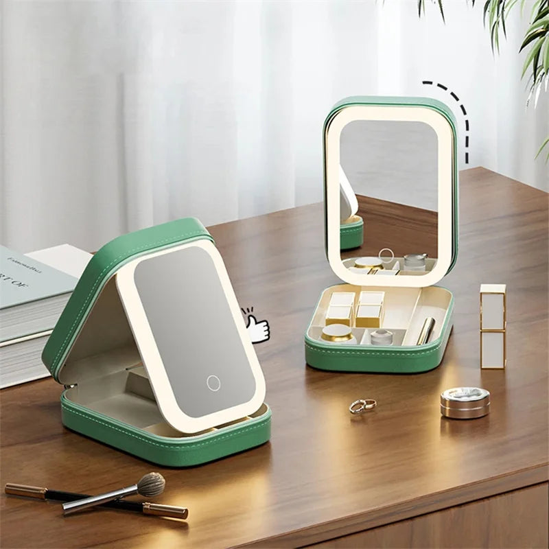 Boîte de Rangement Multi-Usage avec Miroir LED rechargeable 