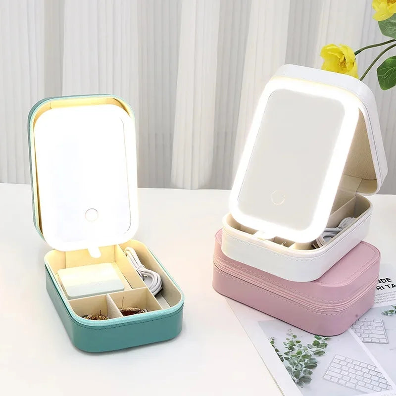 Boîte de Rangement Multi-Usage avec Miroir LED rechargeable 